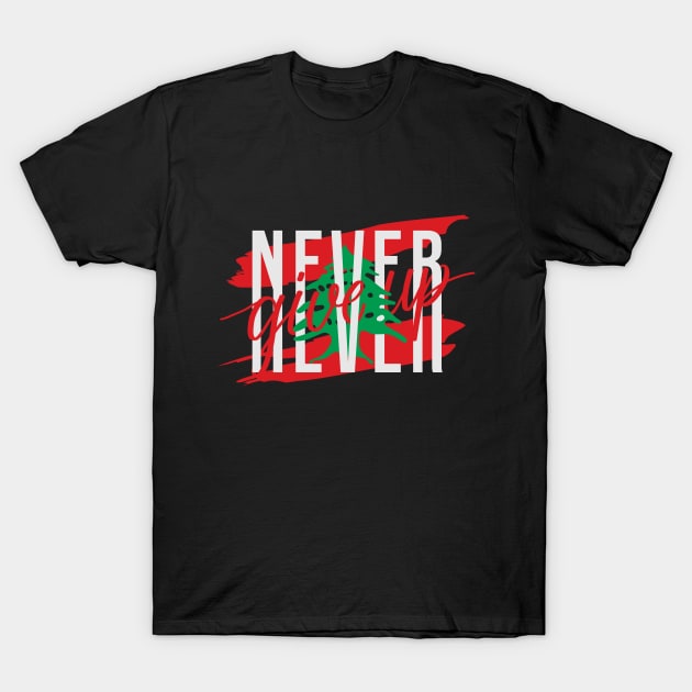 Lebanese Never Give Up Flag of Lebanon Solidarity Design T-Shirt by QualiTshirt